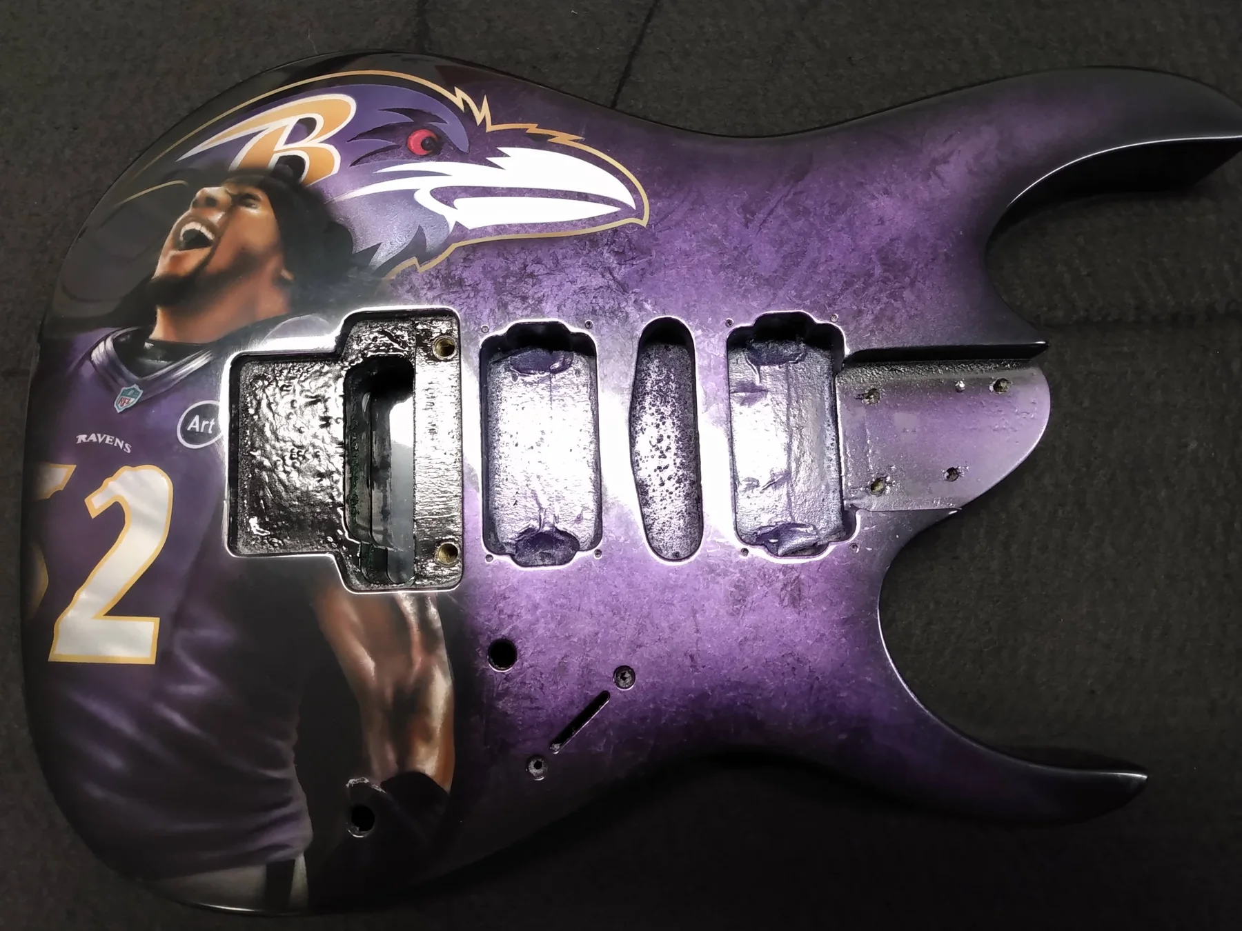 Custom Baltimore Ravens guitar